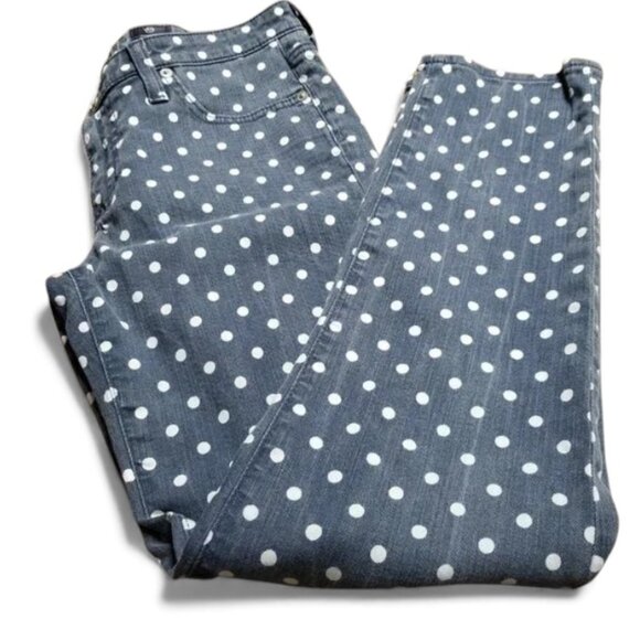 AG Adriano Goldschmied "The Stevie Ankle" Polka Dot Slim Straight Leg Jeans - Picture 2 of 14